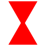 A small red, black widow's symbol